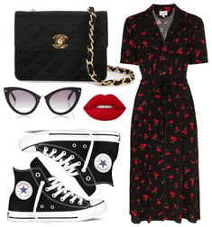 Cherry Outfit Ideas, Style Rock Chic, Makeup Mistakes, Converse Black, Bohol, Looks Street Style, Cherry Bomb, Outfit Maker, Outfit Shoplook