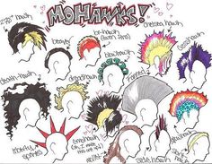 an image of mohawks in different colors and sizes on a white background with the words mohawk