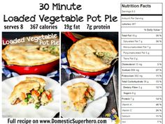 the recipe for loaded vegetable pot pie is shown