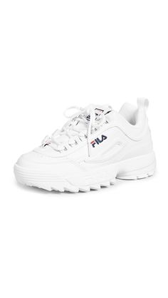 PRICES MAY VARY. GREAT DESIGN - Legendary Fila Disruptor 2 Premium casual sneakers design will provide you with a stylish look; You can easily integrate them into your wardrobe as they match different outfits HIGH-QUALITY MATERIAL - The Fila Disruptor 2 premium sneakers for women are all leather which means they are very comfy, breathable, and durable; These sneakers can be worn for long hours ALL TONAL SNEAKERS - The tonal midsole and outsole make these sneakers versatile enough; Even if you ch All White Shoes Nike, Nice Shoes Women Sneakers, Asian Glasses, Fila Disruptor 2, All White Shoes, Fila Disruptor Ii, Sneakers Design, Bday Wishlist, Fila Disruptor