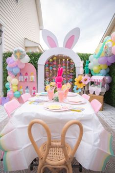 a table set up for an easter party