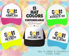 Please read below on ordering instructions: >>HOW TO ORDER: 1. Select number of hats.  2. Put colors & text you want on hats in the personalization section- see first photo for text options! 3. Add all to cart! >>PROOFS: STRICT POLICY- sorry no proofs, the order will look like the main first photo just with your information. >>SHIPPING: FREE SHIPPING ON 35$ OR MORE DISCOUNT AUTOMATICALLY APPLIED AT CHECKOUT NO COUPON CODE NEEDED Please Read- Shipping Information: USPS has had budget cuts and are 40th Birthday Mexico Trip, 40th Birthday At The Beach, 40th Birthday Hats For Group, 40th Birthday Trucker Hat Ideas, 40th Birthday Trip, Vacation Hat, Birthday Hats, Turning 40, Beach Birthday