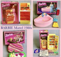 barbie's bathroom and accessories are shown in this advertisement for the barbies catalogue