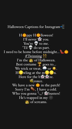 an image of halloween captions for instagrams on the screen, with pumpkins and jack - o'- lanterns