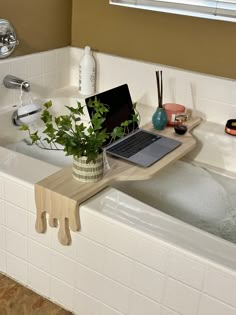 Bathtub caddy for those need to unwind moments. Interesting water fall design. Water resistant. Request for desired color. Water Fall Design, Old World Modern, Diy Bathtub, Bathtub Caddy, Bathtub Decor, Future Apartment Decor, Water Fall, Modern Baths, Modern Eclectic