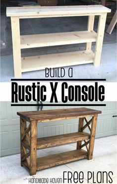 this is an easy diy project to build a rustic x console table