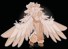 an anime character with white hair and angel wings on his head, standing in front of a black background