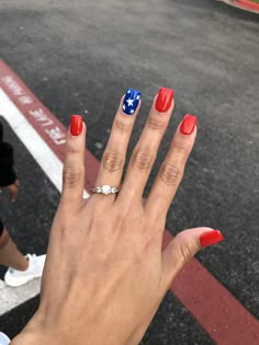 Patriotic Nails Design, Patriotic Nails, Usa Nails, Fourth Of July Nails, 4th Of July Nails, July Nails, Cute Gel Nails, Blue Nail, Star Nails