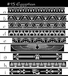 an egyptian pattern with the letters e, f and d in different styles on it