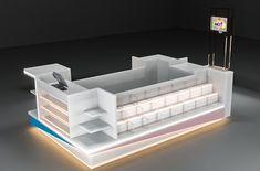 a model of a building that is lit up with lights and some sort of electronic device