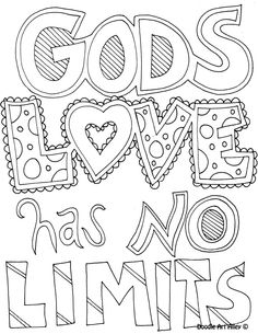 a coloring page with the words god's love has no limitss on it