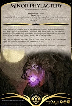 a card with an image of a demon in the middle and text on it that reads minor