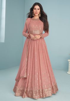 Georgette abaya style Anarkali suit in Pink colour 9293 Desc: Style : Long Anarkali Suits Color : Pink Fabric : Georgette Work : Embroidery Sequence Wash Care : Dry clean Sleeve Style : Full Sleeve Long Sleeves : Done only in Custom Stitch Sleeves Lining : Done only in Custom Stitch Bust Size : 32 to 42 Inches Occasion : Festival Christmas Diwali Eid Ceremonial Ganesh Charturthi. With Express Free Shipping Buy Indian Party wedding wear bridal salwar Georgette abaya style Anarkali suit in Pink co Pink Anarkali Suits, Anarkali Suits Designer, Georgette Anarkali Suits, Floor Length Anarkali, Pink Anarkali, Georgette Anarkali, Designer Anarkali Suits, Designer Anarkali, Eid Dresses