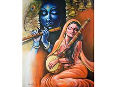 Meera Painting, Unique Dpz, Sweet Krishna, Meera Bai, Buddha Painting Canvas, Modern Indian Art, Indian Art Gallery