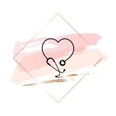 a stethoscope in the shape of a heart on a pink and white background