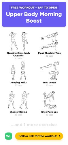 an exercise poster with the words upper body morning and lower body workouts on it