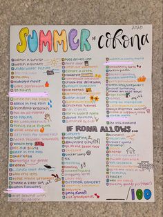 a poster with the words summer written on it