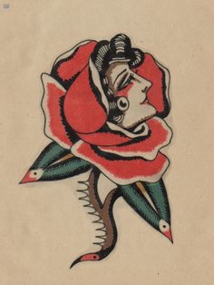 a drawing of a rose on a piece of paper