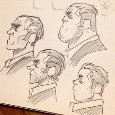 some sketches of people in suits and ties