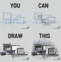 three different types of architectural drawings with the words you can draw