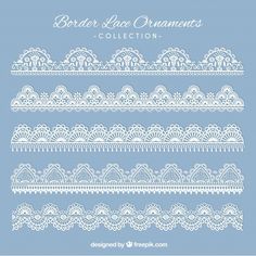 white lace on blue background with the text border line ornames collection written below