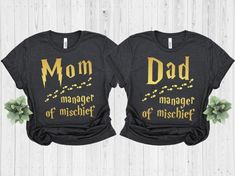 Mom And Dad Harry Potter Shirts, Work Baby Showers, Harry Potter Shirts, Couple Tees, Couple Shirt, Family Tees, Reveal Party, Cute Family