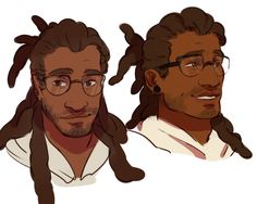 two men with dreadlocks and glasses are looking at the camera