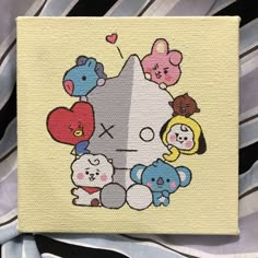 a small square with some cartoon characters on it