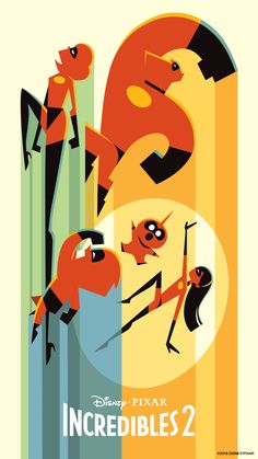 disney pixar incredibles 2 movie poster featuring the characters from the animated film