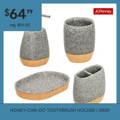 three different types of toothbrush holders with price tag for $ 64 99 or more