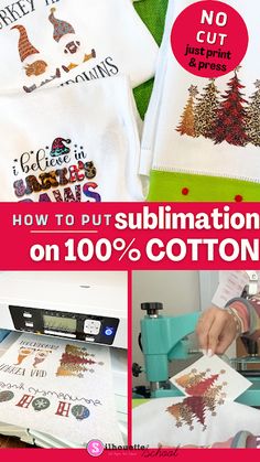 the instructions for how to put sublimation on 100 % cottons are shown