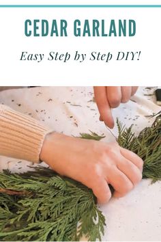 Making Your Own Christmas Garland, How To Make Your Own Fresh Christmas Garland, Homemade Garland Greenery, Diy Cheap Garland, Making Cedar Garland, Making Garland Greenery, How To Make A Cedar Wreath, Diy Cedar Garland How To Make, How To Make Christmas Garland Tutorials