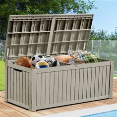 Product Description: Experience enhanced outdoor storage with our upgraded deck box. Built-in divider keeps items organized, while 150-gallon capacity accommodates cushions, toys, and tools. Assembly requires two people and basic tools for a durable, waterproof finish. Premium materials ensure durability and smooth operation. Versatile design blends into any outdoor space, doubling as a table or stool. Highlights -Easy to Assemble -Large Storage Space -Multi-Faceted Application -Durable and Stab Resin Organization, Outdoor Garden Storage, Outdoor Storage Solutions, Garden Courtyard, Deck Boxes, Deck Box Storage, Patio Bench, Large Cushions, Deck Box