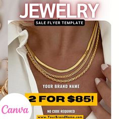 jewelry sale flyer with gold chain necklaces