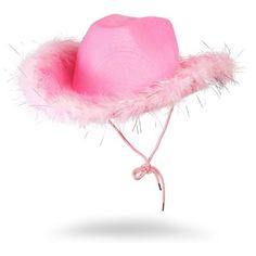 Get ready to ride off into the sunset in style with this hot pink western hat with feathers! Whether you're headed to a Halloween party, rodeo, festival, or performance, this hat will instantly elevate your costume and show off your western flair. The felt men's or women's cowboy hat with feathers is explicitly designed for adults and is perfect for line dancing, bull riding, or running errands around town for that western-flair look. It also makes the ideal bride cowgirl hat for soon-to-be brid Hot Pink Cowboy Hat, Traje Cowgirl, Cowboy Themed Birthday Party, Bachelorette Party Accessories, Pink Bachelorette Party, Felt Cowboy Hats