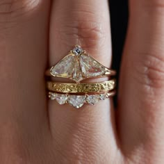 Moth Diamond Engagement Ring with Modified Trillion and Kite – ARTEMER Dainty Boho Engagement Ring, Different Gemstones Engagement Rings, Funky Engagement Rings, Moth Ring, The Bling Ring, The Moth, Cute Engagement Rings, Dream Engagement, Dream Engagement Rings