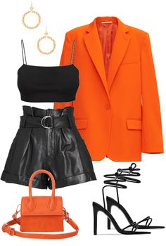 Orange Blazer, Night Out Outfit, Mode Inspo, Dressy Outfits, Fancy Outfits, Teenage Fashion Outfits, Mode Vintage, Lookbook Outfits