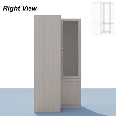 the right view of a tall cabinet with its doors open