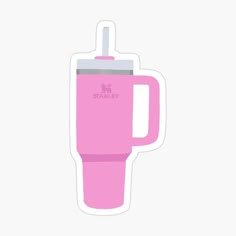 a pink blender sticker with the words stanley in white lettering on it's side