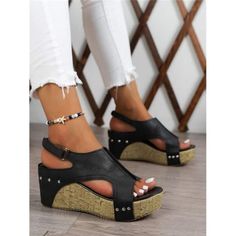 -Item Id 21331658 -Color: Black -Heel Height: High Heel -Upper Material: Pu Leather -Lining Material: Pu Leather -Insole Material: Pu Leather -Outsole Material: Rubber **Open To Offers!!!** **Bundle To Save More** **30% Off Bundles Of 2 Or More Items!!** ***Orders Go Out Within 5-10 Business Days!! Thank You For Your Patience!! Multiple Sizes And Colors Available In Most Styles Don't See Your Size Or Color Listed, Just Ask. Womens Fashion Casual Summer, Women's Espadrilles, Sandal Platform, Wedges Style, Womens Sandals Wedges, Vestidos Vintage, Leather Wedge Sandals, Platform Wedge Sandals, Summer Style Casual