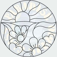 a circular stained glass window with flowers in it