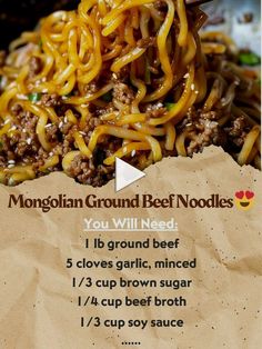 the recipe for this beef noodle dish is shown