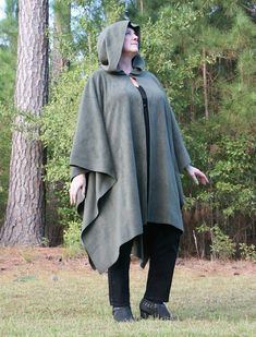 Olivene  Hooded AntiPill Fleece Poncho or Cape by DonnasDesignsSC Green Hooded Poncho For Winter, Green Hooded Winter Poncho, Winter Green Hooded Poncho, Hooded Green Cape For Fall, Green Hooded Cape For Fall, Cozy Hooded Cape For Fall, Green Winter Cape Outerwear, Green Long Sleeve Winter Cape, Green Cape Outerwear For Fall