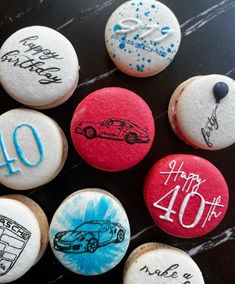 decorated birthday cookies with cars on them for forty year old man's birthday party