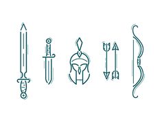 four different types of swords are shown