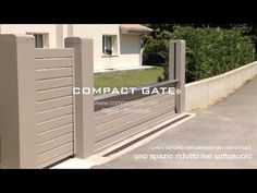 an image of a gate that is in front of a house with the words compact gate on it