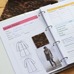 the sewing project book is open to show it's contents