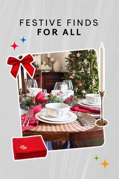 festive finds for all are on display at the table with red napkins and silverware