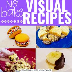 no bake visual recipes collage with images of different desserts and pastries