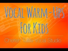 the words vocal warm - ups for kids are shown in blue and orange with music notes